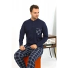 Moda Erkek Uzun Kol Penye Lacivert Pijama Takımı