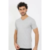 Moda Erkek V Yaka Gri Penye Atlet