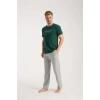 Moda Erkek Yeşil Kısa Kol Pijama Takımı