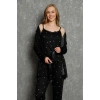 Moda Kadın 3lü Sabahlık Pijama Takım Siyah