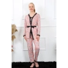 Moda Kadın 3lü Somon Sabahlık Pijama Takım