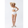 Moda Kadın Basic Beyaz Pedli Yüksek Bel Bikini Takımı