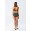 Moda Kadın Basic Haki Pedli Yüksek Bel Bikini Takımı