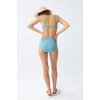 Moda Kadın Basic Turkuaz Pedli Yüksek Bel Bikini Takımı