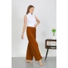 Moda Kadın Bürümcük Kumaş Hafif-Esnek Pantolon 210074 Kahve