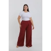 Moda Kadın Büyük Beden Bordo Rahat Kesim Baggy Tek Alt