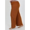 Moda Kadın Büyük Beden Bürümcük Pantolon Kremit