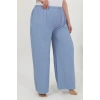 Moda Kadın Büyük Beden Bürümcük Pantolon  Mavi
