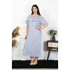 Moda Kadın Büyük Beden Kısa Kol İndigo Anne Gecelik