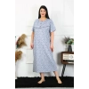 Moda Kadın Büyük Beden Kısa Kol İndigo Anne Gecelik