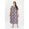 Moda Kadın Büyük Beden Kısa Kol Somon Anne Gecelik