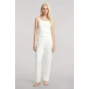Moda Kadın Ekru Yumuşak Dokulu Minimal İp Askılı Atlet Basic Günlük Şık Üst