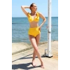 Moda Kadın Fırfırlı Yüksek Bel Sarı Bikini