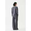 Moda Kadın Füme Balık Burcu Oversize 2 İplik Eşofman Ev Giyim Takımı