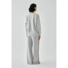 Moda Kadın Gri Aslan Burcu Oversize 2 İplik Eşofman Ev Giyim Takımı