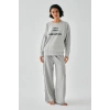 Moda Kadın Gri Kova Burcu Oversize 2 İplik Eşofman Ev Giyim Takımı