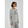 Moda Kadın Gri Kova Burcu Oversize 2 İplik Eşofman Ev Giyim Takımı