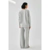 Moda Kadın Gri Manifest Oversize 2 İplik Eşofman Ev Giyim Takımı