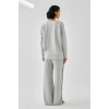 Moda Kadın Gri Manifest Oversize 2 İplik Eşofman Ev Giyim Takımı