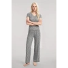 Moda Kadın Gri Melanj Yumuşak Dokulu Minimal V Yaka Üst Basic Günlük Şık Bluz