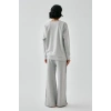 Moda Kadın Gri Yay Burcu Oversize 2 İplik Eşofman Ev Giyim Takımı