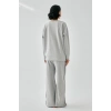 Moda Kadın Gri Yengeç Burcu Oversize 2 İplik Eşofman Ev Giyim Takımı