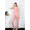 Moda Kadın İp Askılı Somon Pijama Takım