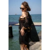 Moda Kadın İşlemeli Tunik Pareo Plaj Elbisesi Siyah