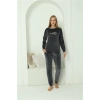 Moda Kadın Kadife Füme Pijama Takım
