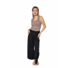 Moda Kadın Kalın Askılı Body Bol Paça Pantolon 2`li Takım Kahve