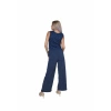 Moda Kadın Kalın Askılı Body Bol Paça Pantolon 2`li Takım Lacivert