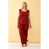 Moda Kadın Kiremit Büyük Beden Penye Alt Üst Takım