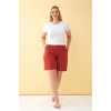 Moda Kadın Kiremit Rengi Rahat Kalıp Cepli Şort