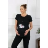 Moda Kadın Kısa Kol Hamile Lohusa Pijama Takımı Siyah