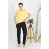 Moda Kadın Kısa Kol Pamuk Penye Pijama Takım Sarı