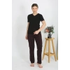 Moda Kadın Kısa Kol Pamuk Penye Pijama Takım Siyah