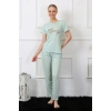 Moda Kadın Kısa Kol Pijama Takım Su Yeşili