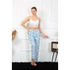 Moda Kadın Pamuklu Alt Pijama Mavi