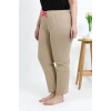 Moda Kadın Pamuklu Büyük Beden Alt Pijama Bej