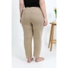 Moda Kadın Pamuklu Büyük Beden Alt Pijama Bej