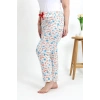 Moda Kadın Pamuklu Büyük Beden Alt Pijama Ekru