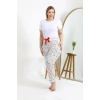 Moda Kadın Pamuklu Büyük Beden Alt Pijama Ekru