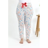 Moda Kadın Pamuklu Büyük Beden Alt Pijama Ekru