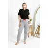 Moda Kadın Pamuklu Büyük Beden Alt Pijama Gri