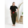 Moda Kadın Pamuklu Büyük Beden Alt Pijama Haki