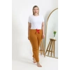 Moda Kadın Pamuklu Büyük Beden Alt Pijama Hardal