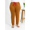 Moda Kadın Pamuklu Büyük Beden Alt Pijama Hardal