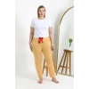 Moda Kadın Pamuklu Büyük Beden Alt Pijama Sarı