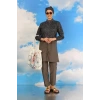 Moda Kadın Pantolonlu Desenli Tam Tesettür Mayo Füme