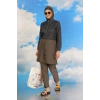 Moda Kadın Pantolonlu Desenli Tam Tesettür Mayo Füme